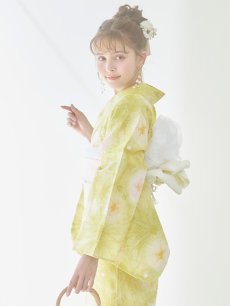 画像11: 【即日発送】イエローグリーン絞り柄浴衣 【浴衣3点セット 浴衣/帯/下駄】 [YMT] (11)