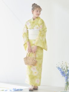 画像17: 【即日発送】イエローグリーン絞り柄浴衣 【浴衣3点セット 浴衣/帯/下駄】 [YMT] (17)