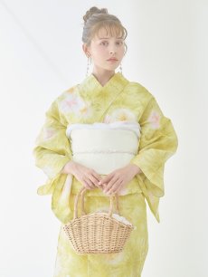 画像18: 【即日発送】イエローグリーン絞り柄浴衣 【浴衣3点セット 浴衣/帯/下駄】 [YMT] (18)