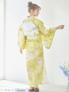画像19: 【即日発送】イエローグリーン絞り柄浴衣 【浴衣3点セット 浴衣/帯/下駄】 [YMT] (19)