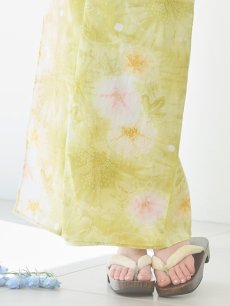 画像21: 【即日発送】イエローグリーン絞り柄浴衣 【浴衣3点セット 浴衣/帯/下駄】 [YMT] (21)