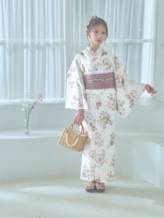 画像13: 【即日発送】くすみカラー× 水彩フラワー浴衣 【浴衣3点セット 浴衣/帯/下駄】 [YMT] (13)