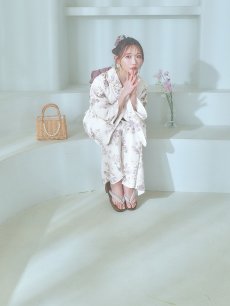 画像16: 【即日発送】くすみカラー× 水彩フラワー浴衣 【浴衣3点セット 浴衣/帯/下駄】 [YMT] (16)