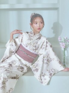 画像17: 【即日発送】くすみカラー× 水彩フラワー浴衣 【浴衣3点セット 浴衣/帯/下駄】 [YMT] (17)