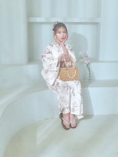 画像18: 【即日発送】くすみカラー× 水彩フラワー浴衣 【浴衣3点セット 浴衣/帯/下駄】 [YMT] (18)