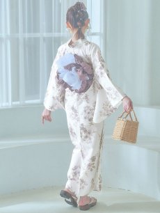 画像19: 【即日発送】くすみカラー× 水彩フラワー浴衣 【浴衣3点セット 浴衣/帯/下駄】 [YMT] (19)