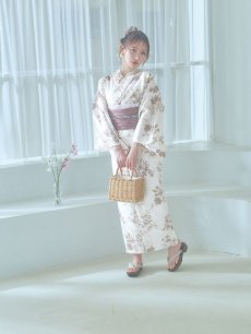 画像5: 【即日発送】くすみカラー× 水彩フラワー浴衣 【浴衣3点セット 浴衣/帯/下駄】 [YMT] (5)