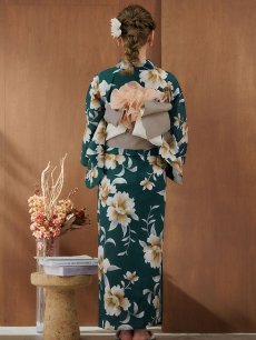 画像13: 【即日発送】グリーン×牡丹浴衣 【浴衣3点セット 浴衣/帯/下駄】 [YMT] (13)