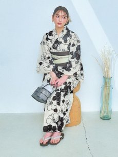 画像12: 【即日発送】モノトーン大正モダン浴衣 【浴衣3点セット 浴衣/帯/下駄】 [YMT] (12)