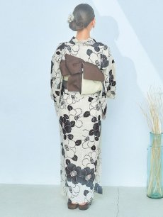 画像17: 【即日発送】モノトーン大正モダン浴衣 【浴衣3点セット 浴衣/帯/下駄】 [YMT] (17)