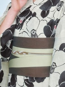 画像18: 【即日発送】モノトーン大正モダン浴衣 【浴衣3点セット 浴衣/帯/下駄】 [YMT] (18)