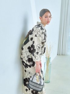 画像9: 【即日発送】モノトーン大正モダン浴衣 【浴衣3点セット 浴衣/帯/下駄】 [YMT] (9)