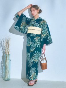 画像11: 【即日発送】エメラルドグリーン×花火浴衣 【浴衣3点セット 浴衣/帯/下駄】 [YMT] (11)