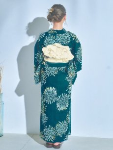 画像14: 【即日発送】エメラルドグリーン×花火浴衣 【浴衣3点セット 浴衣/帯/下駄】 [YMT] (14)