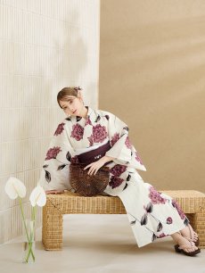 画像10: 【即日発送】 パープルレッドダリア柄浴衣 【浴衣3点セット 浴衣/帯/下駄】 [YMT] (10)