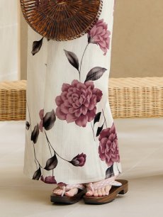 画像16: 【即日発送】 パープルレッドダリア柄浴衣 【浴衣3点セット 浴衣/帯/下駄】 [YMT] (16)