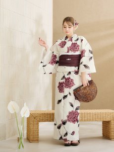 画像7: 【即日発送】 パープルレッドダリア柄浴衣 【浴衣3点セット 浴衣/帯/下駄】 [YMT] (7)