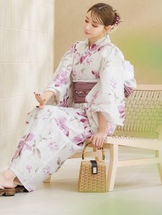 画像13: 【即日発送】パープルピンクフラワー浴衣 【浴衣3点セット 浴衣/帯/下駄】 [YMT] (13)