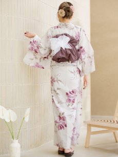 画像14: 【即日発送】パープルピンクフラワー浴衣 【浴衣3点セット 浴衣/帯/下駄】 [YMT] (14)