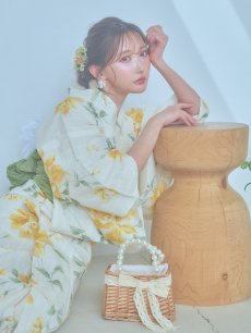 画像10: 【即日発送！】レモンフラワー浴衣 【浴衣3点セット 浴衣/帯/下駄】 [YMT] (10)