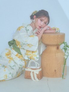 画像11: 【即日発送！】レモンフラワー浴衣 【浴衣3点セット 浴衣/帯/下駄】 [YMT] (11)