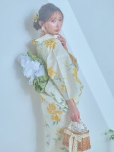 画像13: 【即日発送！】レモンフラワー浴衣 【浴衣3点セット 浴衣/帯/下駄】 [YMT] (13)