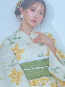 画像18: 【即日発送！】レモンフラワー浴衣 【浴衣3点セット 浴衣/帯/下駄】 [YMT] (18)