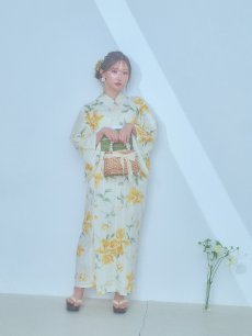 画像5: 【即日発送！】レモンフラワー浴衣 【浴衣3点セット 浴衣/帯/下駄】 [YMT] (5)
