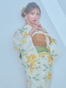 画像6: 【即日発送！】レモンフラワー浴衣 【浴衣3点セット 浴衣/帯/下駄】 [YMT] (6)