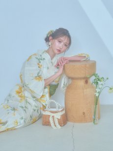 画像7: 【即日発送！】レモンフラワー浴衣 【浴衣3点セット 浴衣/帯/下駄】 [YMT] (7)