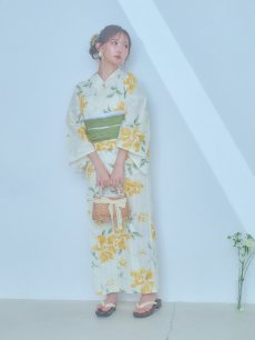 画像9: 【即日発送！】レモンフラワー浴衣 【浴衣3点セット 浴衣/帯/下駄】 [YMT] (9)