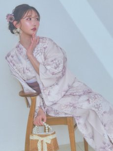 画像13: 【即日発送】くすみカラー×パープルダリア浴衣 【浴衣3点セット 浴衣/帯/下駄】 [YMT] (13)