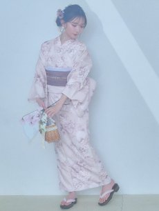 画像11: 【即日発送】くすみカラー×パープルダリア浴衣 【浴衣3点セット 浴衣/帯/下駄】 [YMT] (11)