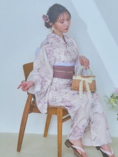 画像12: 【即日発送】くすみカラー×パープルダリア浴衣 【浴衣3点セット 浴衣/帯/下駄】 [YMT] (12)