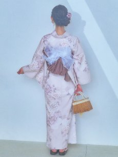 画像14: 【即日発送】くすみカラー×パープルダリア浴衣 【浴衣3点セット 浴衣/帯/下駄】 [YMT] (14)