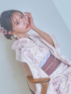 画像7: 【即日発送】くすみカラー×パープルダリア浴衣 【浴衣3点セット 浴衣/帯/下駄】 [YMT] (7)