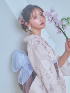 画像8: 【即日発送】くすみカラー×パープルダリア浴衣 【浴衣3点セット 浴衣/帯/下駄】 [YMT] (8)