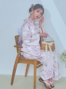 画像9: 【即日発送】くすみカラー×パープルダリア浴衣 【浴衣3点セット 浴衣/帯/下駄】 [YMT] (9)