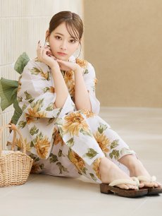 画像10: 【即日発送】水彩向日葵浴衣 【浴衣3点セット 浴衣/帯/下駄】 [YMT] (10)