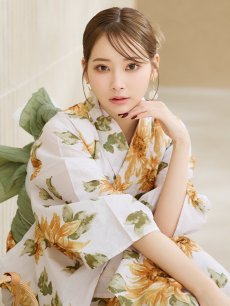 画像12: 【即日発送】水彩向日葵浴衣 【浴衣3点セット 浴衣/帯/下駄】 [YMT] (12)