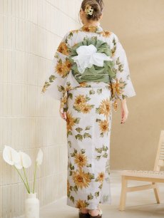 画像13: 【即日発送】水彩向日葵浴衣 【浴衣3点セット 浴衣/帯/下駄】 [YMT] (13)