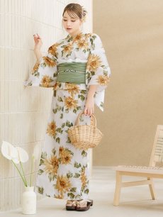 画像7: 【即日発送】水彩向日葵浴衣 【浴衣3点セット 浴衣/帯/下駄】 [YMT] (7)