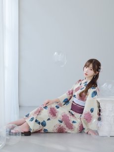 画像10: 【即日発送】はいからピンクの紫陽花浴衣 【浴衣3点セット 浴衣/帯/下駄】 [YMT] (10)