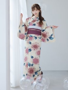 画像12: 【即日発送】はいからピンクの紫陽花浴衣 【浴衣3点セット 浴衣/帯/下駄】 [YMT] (12)