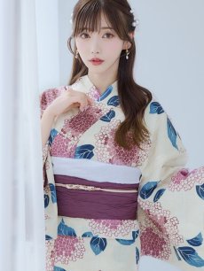 画像14: 【即日発送】はいからピンクの紫陽花浴衣 【浴衣3点セット 浴衣/帯/下駄】 [YMT] (14)