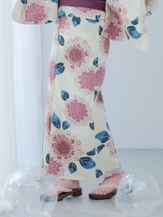 画像15: 【即日発送】はいからピンクの紫陽花浴衣 【浴衣3点セット 浴衣/帯/下駄】 [YMT] (15)