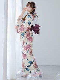 画像3: 【即日発送】はいからピンクの紫陽花浴衣 【浴衣3点セット 浴衣/帯/下駄】 [YMT] (3)