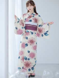 画像4: 【即日発送】はいからピンクの紫陽花浴衣 【浴衣3点セット 浴衣/帯/下駄】 [YMT] (4)