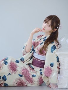 画像5: 【即日発送】はいからピンクの紫陽花浴衣 【浴衣3点セット 浴衣/帯/下駄】 [YMT] (5)