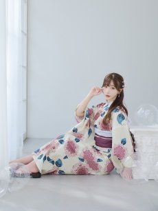 画像9: 【即日発送】はいからピンクの紫陽花浴衣 【浴衣3点セット 浴衣/帯/下駄】 [YMT] (9)